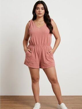No Boundaries Mauve Tie-Shoulder Romper